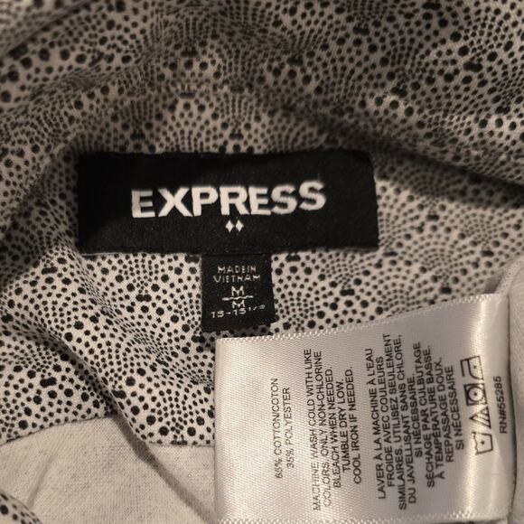 Gray White Black Pattern Men's Express Polo Medium 15-15.5 - Picture 4 of 5